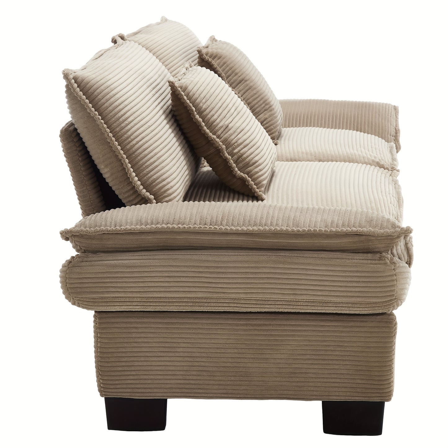 Loveseat – 2-zitsbank – Fauteuil – Tweezitsbank – Zitbank – Modern Minimalistisch Design – Hardhouten Frame – Comfortabele Katoenen Kussens – Beige Stoffering