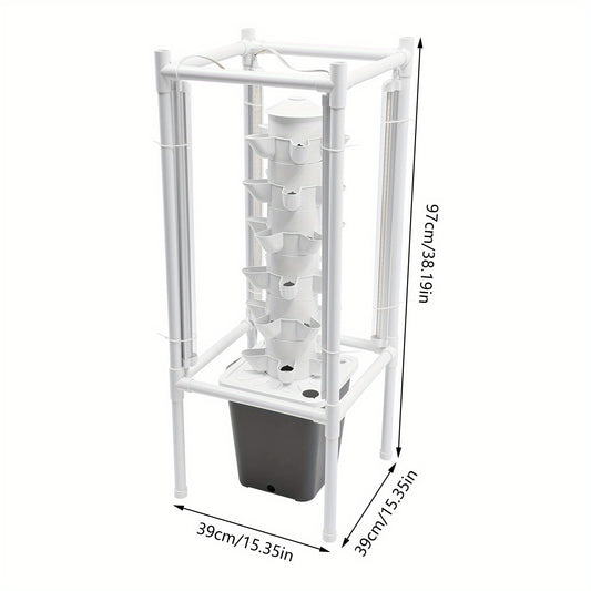 Hydroponische Plantenbak – Verticale Tuinieren – Hydrocultuur Toren – Moestuin Indoor – Kruidenbak – Ruimtebesparend Design – 6 Lagen Met 30 Plantplaatsen – Duurzaam Voedselveilig PP
