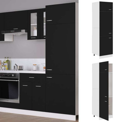 Houten Kast – Opbergkast – Keukenkast – Badkamerkast – Bergkast – Zwart Gelakt Hout – 60x57x207 cm – Stevig Massief Hout