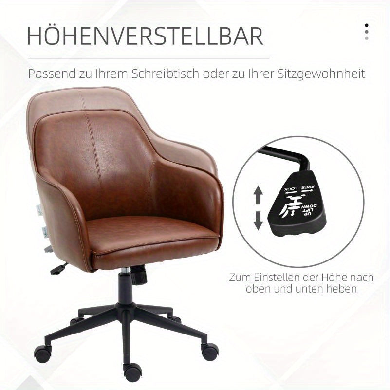 Verstelbare Bureaustoel – Bureaustoel Kantoorstoel – Werkstoel – Bureau Kruk – Ergonomisch – Verstelbare Zithoogte 93-101 cm – Draagvermogen 120 kg – Donkerbruin Kunststof Frame – Aluminium Onderstel – 4 Wieltjes Roterend