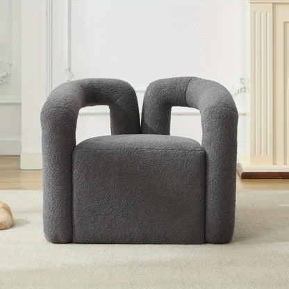 Leesstoel – Fauteuil – Relaxstoel – Loungefauteuil – Zetel – Sherpa Stof – Memory Foam Vulling – Breed Armleuningontwerp – Grijs