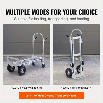 Handkar – Steekwagen – Platformkar – Transportkar – Trolley – Aluminium 362 kg Draagvermogen – Inklapbaar Met Rubberen Wielen