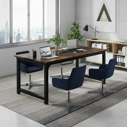 Industrieel Bureau – Werkplek – Schrijftafel – Computerbureau – Vergadertafel – Vintage Bruin/ Zwart – 160 cm Breed – Stevige Metalen Poten – Ruim Werkblad – Veel Beenruimte