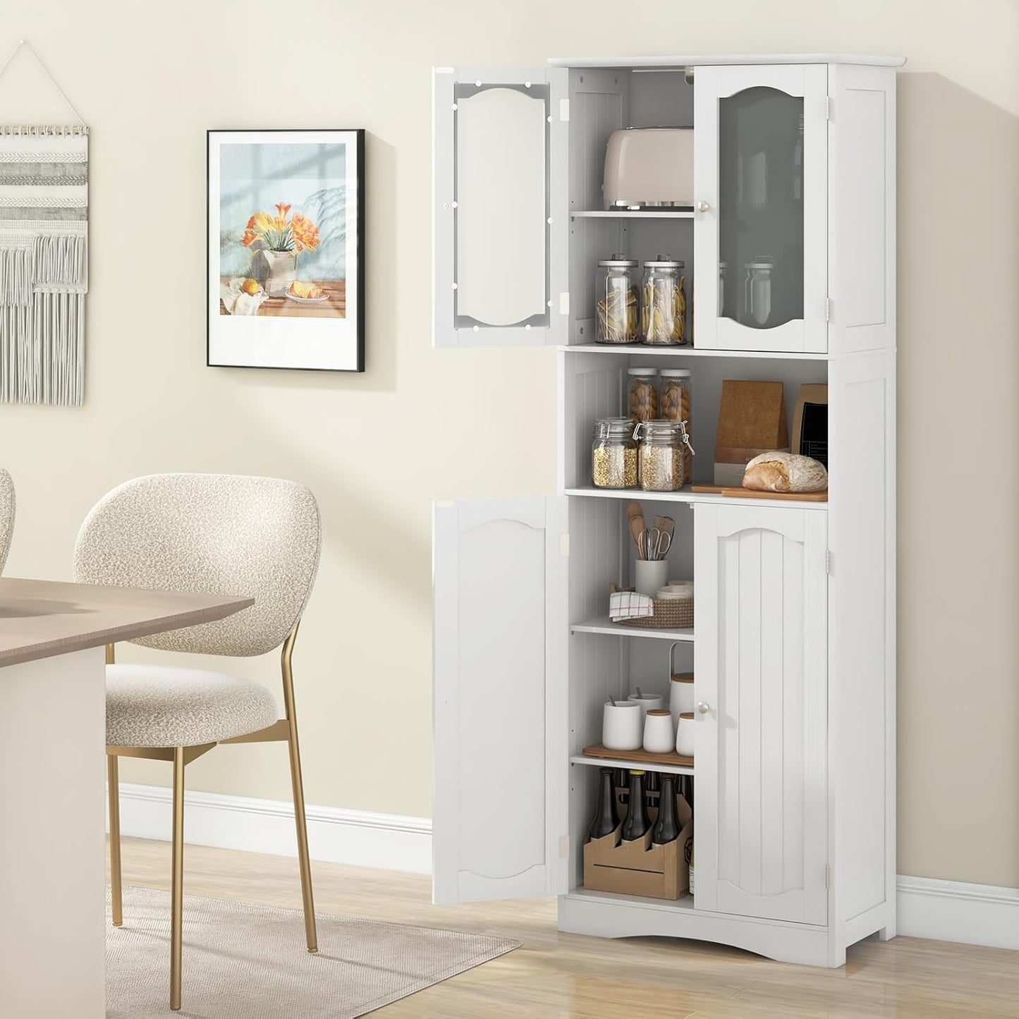 Badkamerkast – Opbergkast – Dressoir – Wastafelkast – Toiletkast – Wit MDF – 2 Deuren Met Veiligheidskanteling – Verstelbare Planken
