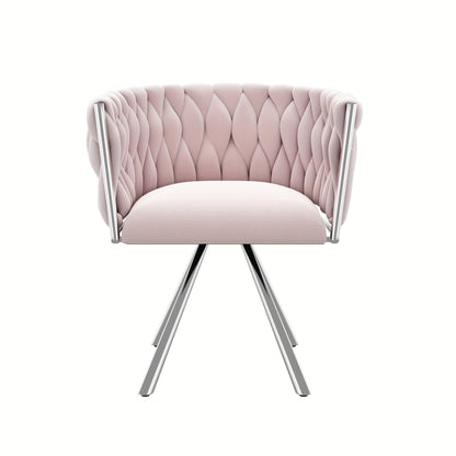 Velvet Makeup Chair – Swivel Stoel – Bureaustoel – Lounge Stoel – Fauteuil – Roze Kleur – Luxe Fluwelen Bekleding – Vier Metalen Poten