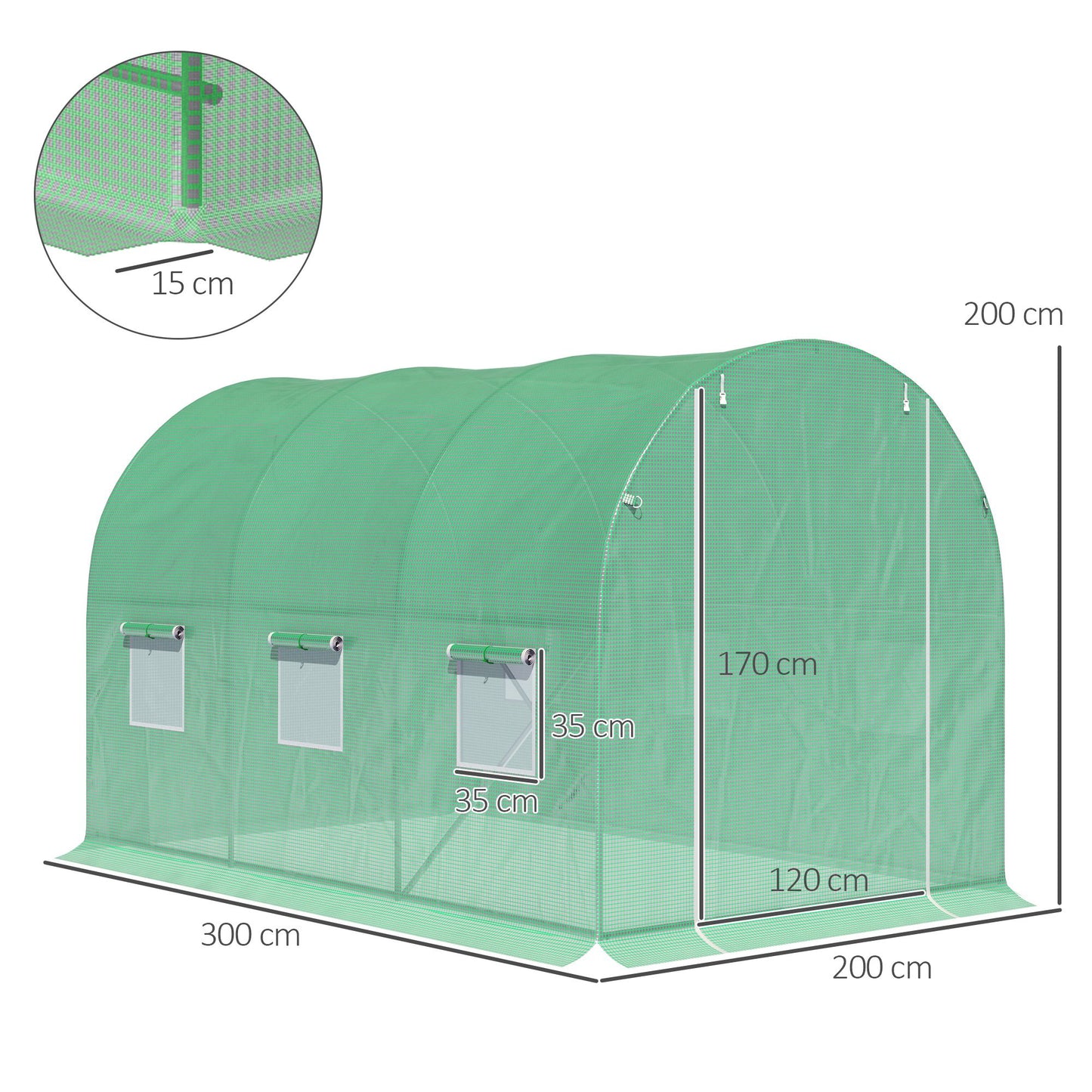 Tunnelkas – Tuinkas – Serre – Kweekkas – Groentekas – Wit – Versterkt Metaal Frame – 6 m² Oppervlak