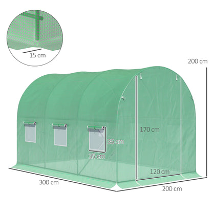 Tunnelkas – Tuinkas – Serre – Kweekkas – Groentekas – Wit – Versterkt Metaal Frame – 6 m² Oppervlak