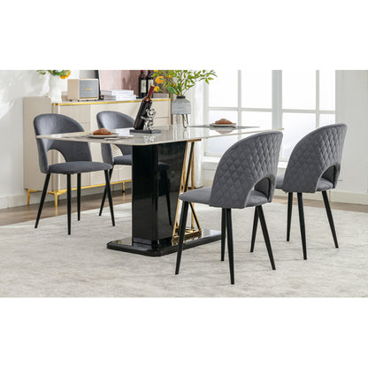 Eetkamerstoel – Stoel – Designstoel – Beklede Stoel – Fluwelen Stoel – Grijs + Fluweel – Verstelbare Poten – Robuust Metalen Frame