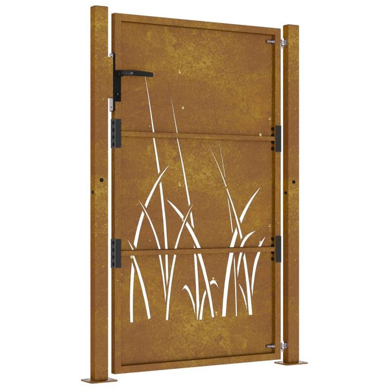 Tuinafscheiding – Tuinscherm – Schutting – Buitenmuur – Cortenstaal Bruin – Graspatroon – 105x155 cm – Weerbestendig
