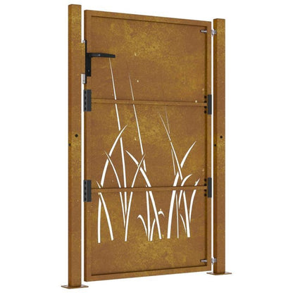 Tuinafscheiding – Tuinscherm – Schutting – Buitenmuur – Cortenstaal Bruin – Graspatroon – 105x155 cm – Weerbestendig