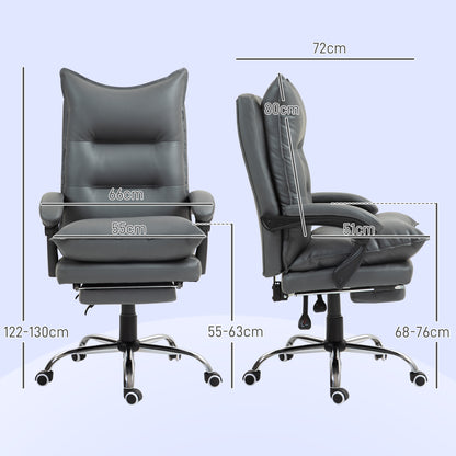 Ergonomische Bureaustoel – Bureaustoel – Werkstoel – Kantoorstoel – PC Stoel – Verstelbare Zithoogte 55-63 cm – Kunstleren Bekleding Donkergrijs