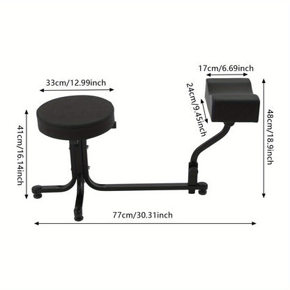 Pedicurekruk – Zadelkruk – Voetensteun – Nagelkruk – Werkkruk – Verstelbare Hoogte – Stevig Metalen Frame – Comfortabel PU-Leren Zitvlak – Max. Belastbaarheid 99,7 kg – Zwart