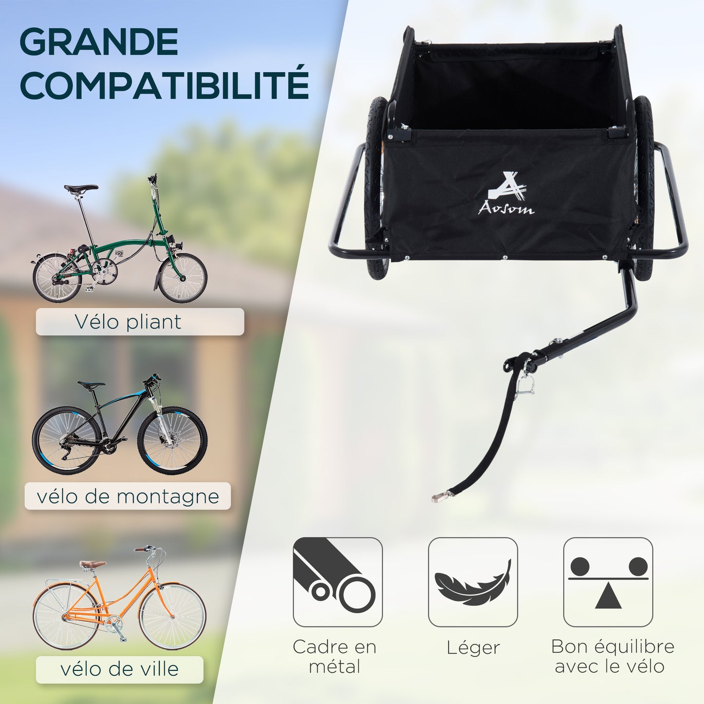 Fietskar – Fietsaanhanger – Bagagekar – Transportkar – Aanhangwagen – Max. 40 kg Belastbaar – Afneembare Waterdichte Hoes