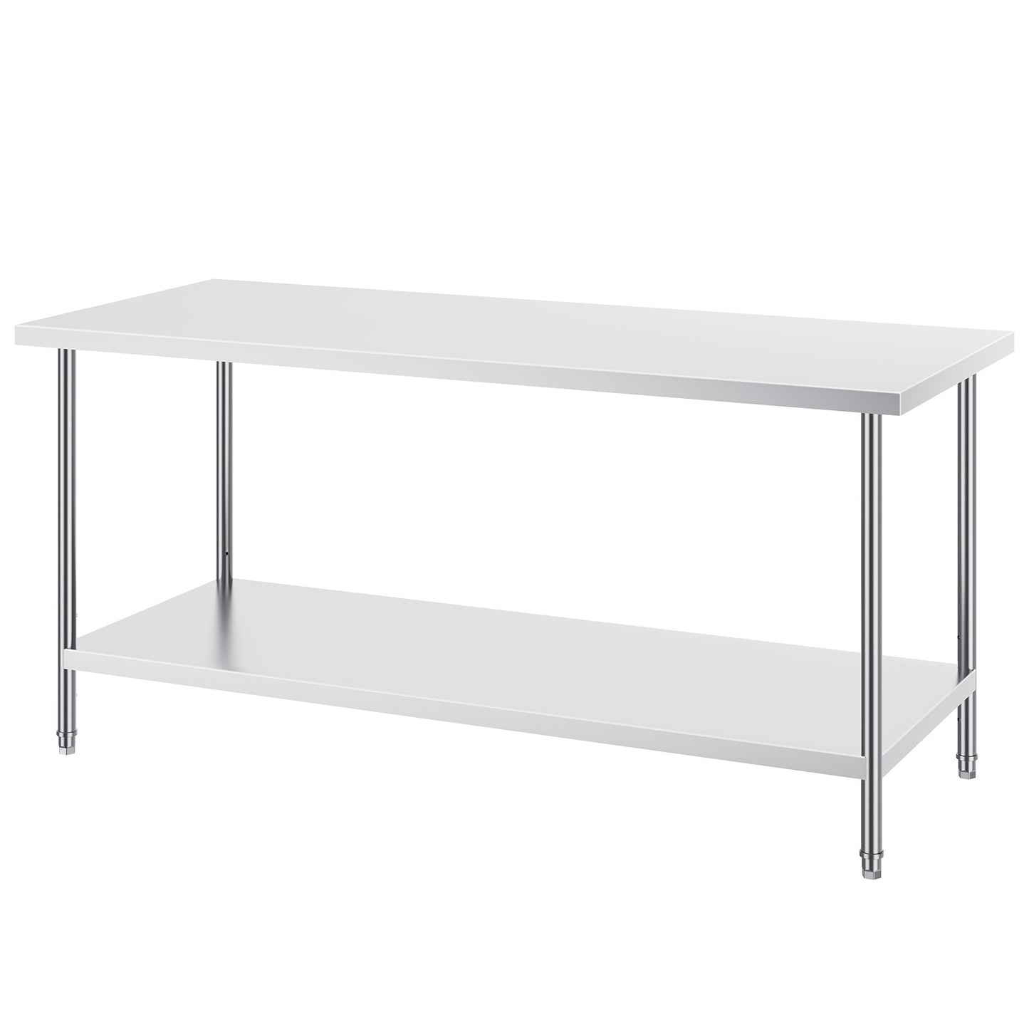 RVS Werktafel – Werkbank – Werkblad – Keukentafel – Werkplek – Roestvrij Staal SUS201 – 183x76x86 cm – 3 Verstelbare Legplanken
