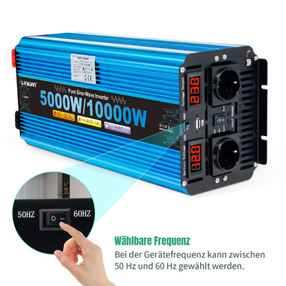Zuivere Sinusgolf Omvormer – Stroomomzetter – Converter – Inverter – Spanningsomzetter – 12V 5000W – 10000W Piekvermogen – Afstandsbediening & LED-Display
