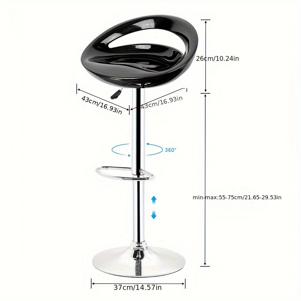 2pcs Bar Stool, Lift Kitchen Bar Stool, ABS + Chrome Leg Seat, Modern Simple High Stool, Backrest | Swivel Counter Chair