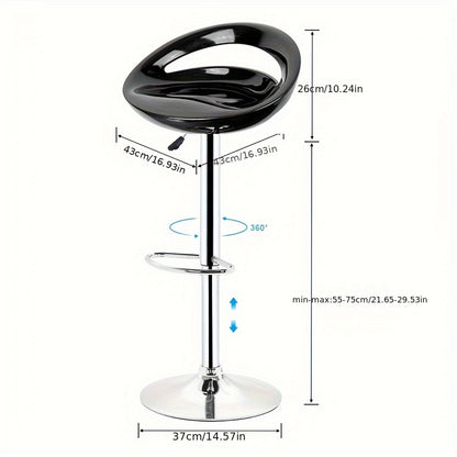 2pcs Bar Stool, Lift Kitchen Bar Stool, ABS + Chrome Leg Seat, Modern Simple High Stool, Backrest | Swivel Counter Chair