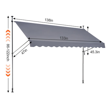 Uitschuifbare Zonwering – Terraszonwering – Retractable Zonnescherm – Patio Luifel – Zonnescherm Balkon – 350x120 cm – UV-bestendig Polyester Met Stalen Frame