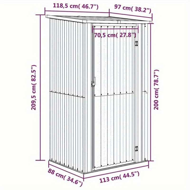 Tuinschuur – Tuinhuisje – Tuinberging – Tuinopslag – Schuur – Grijs – Gegalvaniseerd Staal – 118,5x97x209,5 cm – Stevig en Mobiel