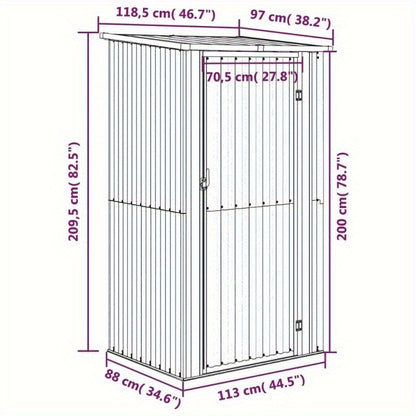 Tuinschuur – Tuinhuisje – Tuinberging – Tuinopslag – Schuur – Grijs – Gegalvaniseerd Staal – 118,5x97x209,5 cm – Stevig en Mobiel
