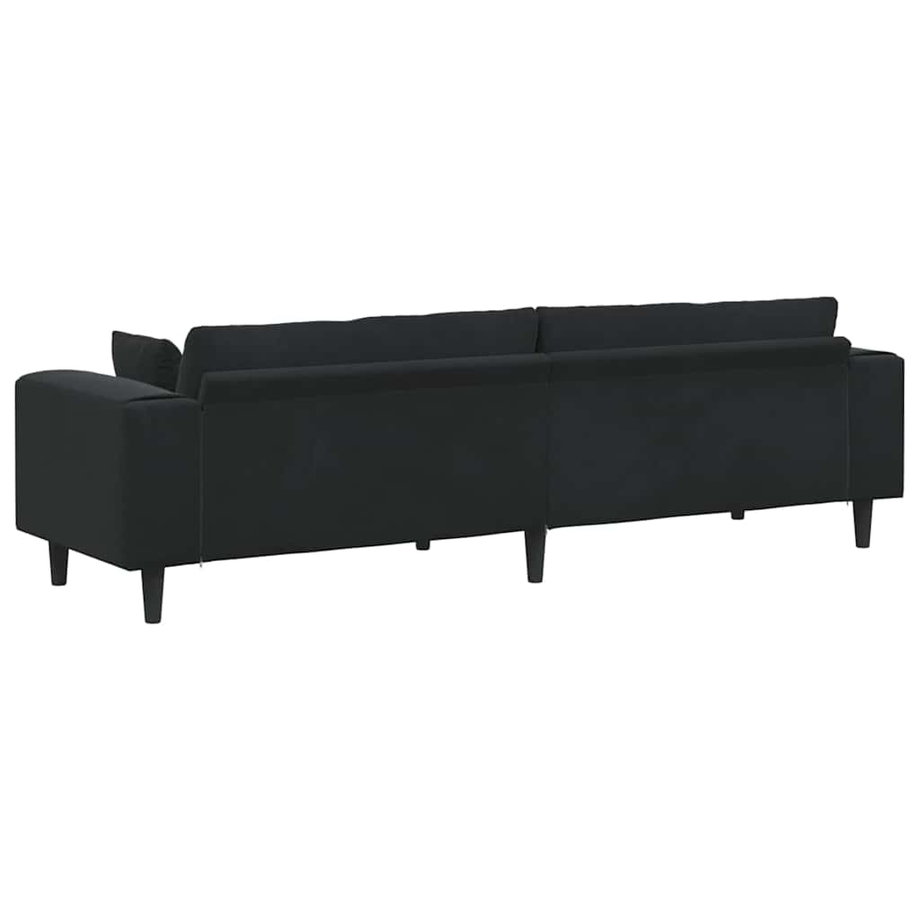 Bankstel – Hoekbank – Slaapbank – 3-zitsbank – Zetel – Donkergroen Velvet – Met Ottomane – Stevig Houten Frame – Comfortabele Foam Vulling