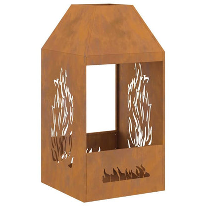 Buitenhaard – Terrashaard – Vuurschaal – Vuurkorf – Fire Pit – Houtkachel – 50x50x100 cm – Bruin Gecoat Staal