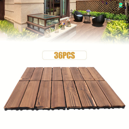 Hardhouten Terrastegels – Houten Vloertegels – Patio Tegels – Buiten Tegels – Interlock Tegels – 36 Stuks – Waterbestendig – 30,48 x 30,48 cm