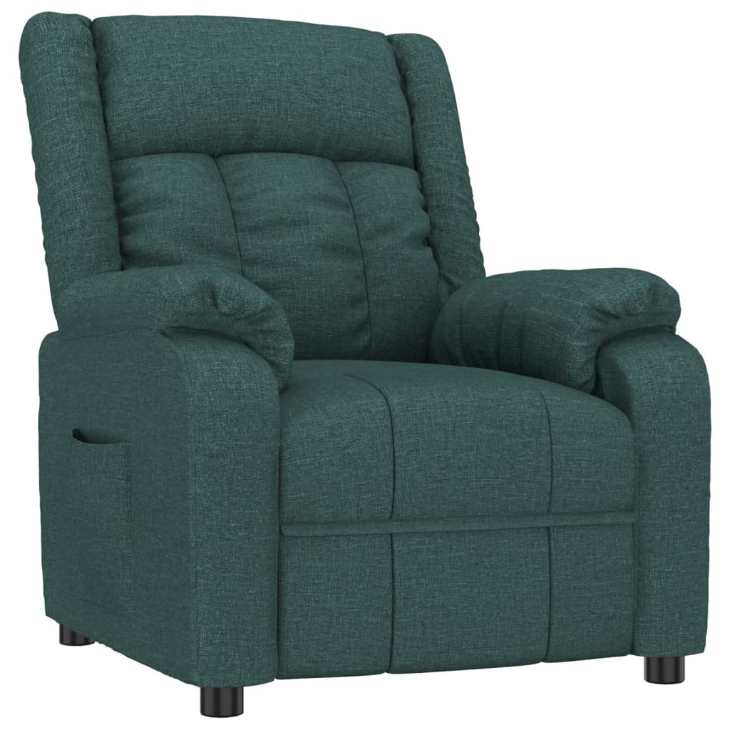 Verstelbare Fauteuil – Relaxstoel – Lounge Stoel – Leunstoel – Zithoek Stoel – Donkergroen – 3-standen Verstelbare Rugleuning en Voetsteun – Ademend en Onderhoudsvriendelijk Stofmateriaal