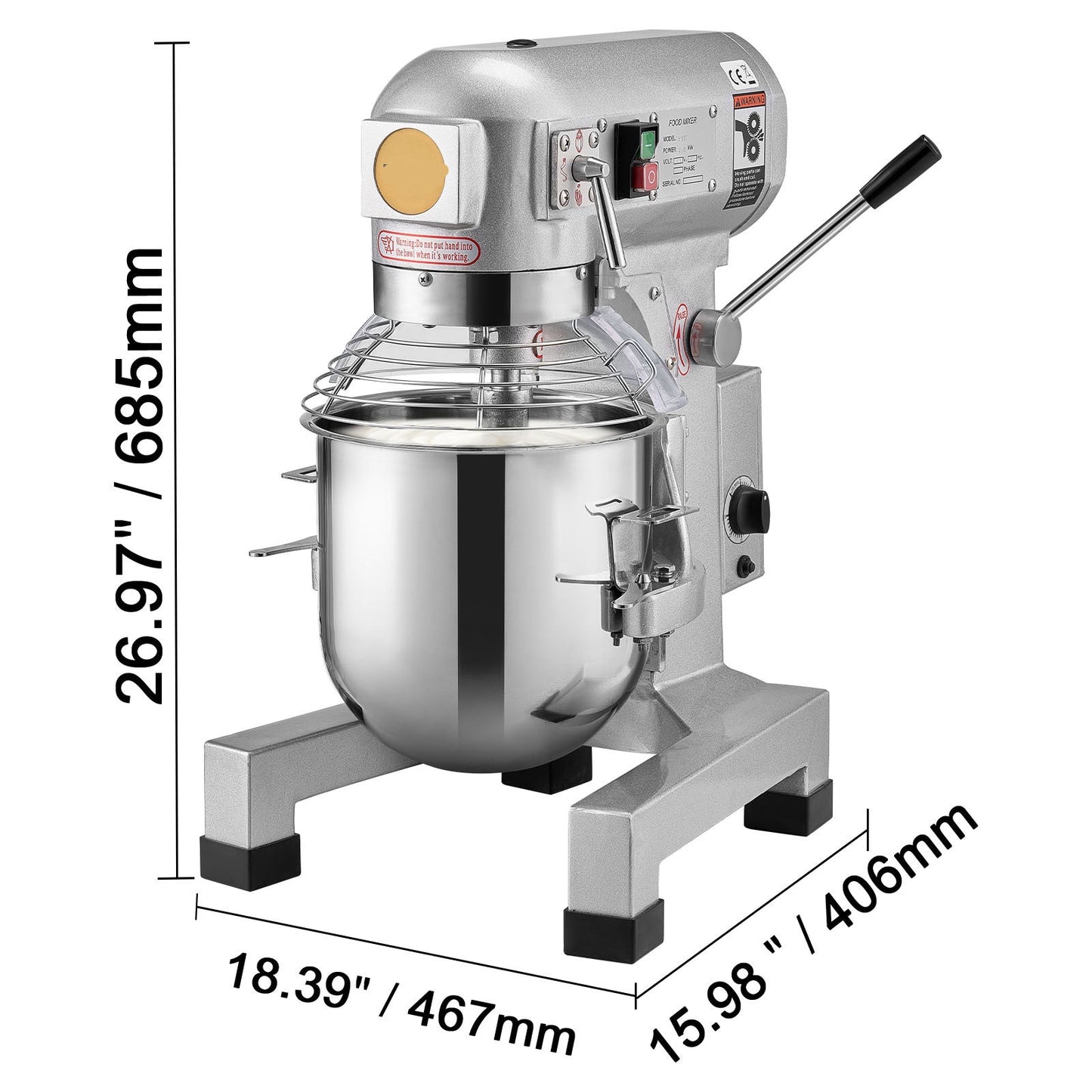 Professionele Foodmixer – Keukenmixer – Deegmixer – Keukenrobot - Mengmachine – 14 Liter Mengkom – 550W Motor – RVS Materialen