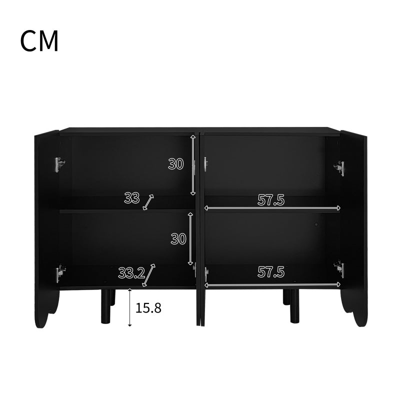 Dressoir – Dressoirkast – Opbergkast – Sideboard – Buffetkast – MDF Zwart – Soft-Close Deuren – Compact Met Veel Bergruimte