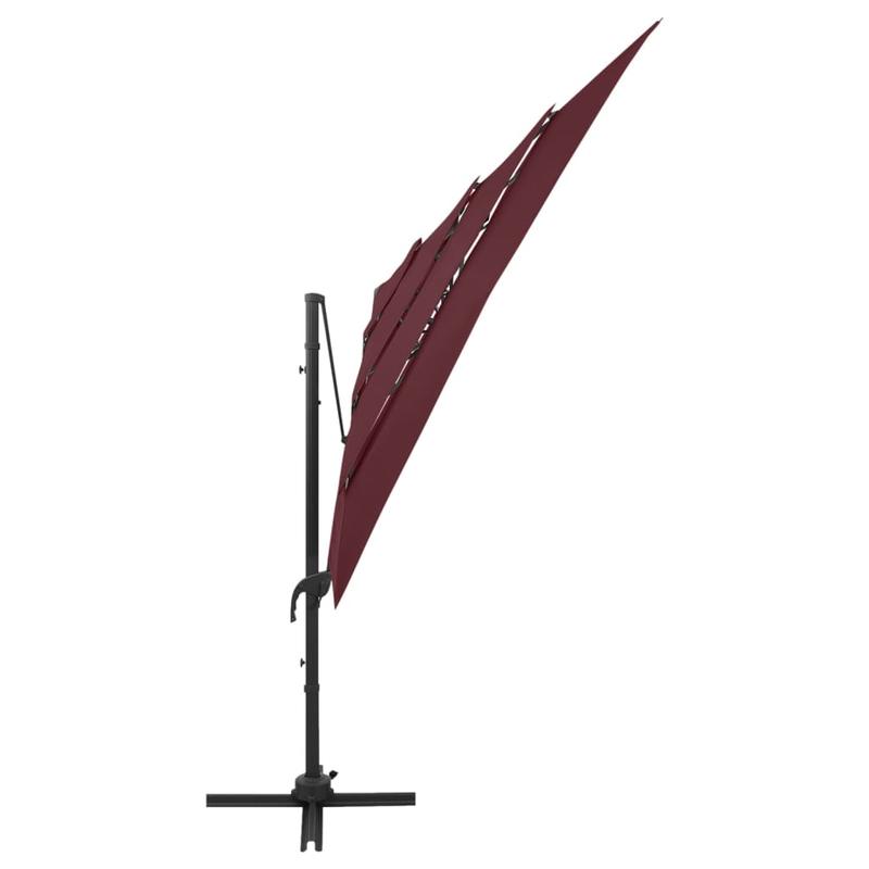 parasol – zonnescherm – tuinparasol – terrasparasol – bordeauxrood – 250x250 cm – 4-laags doek – roestvrijstalen frame