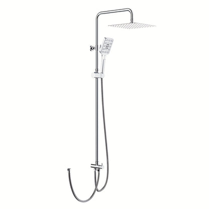Regendouche – Doucheset – Douchekop – Douchekraan – Douche – Vierkante Hoofddouche 25,4x25,4 cm – Roestvrijstaal Met Verstelbare Chroom Wandbeugel
