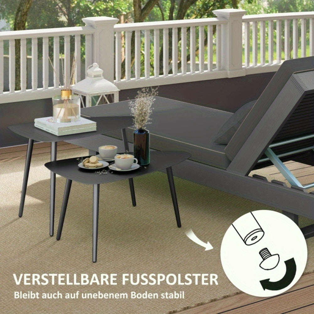 Buiten Tafel – Bijzettafel – Tuin Tafeltje – Balkon Tafel – Zwarte Metalen Tafels – Weerbestendig – Verstelbare Voetjes