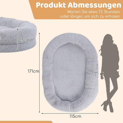 Pluche Hondenbed – Hondendeken – Hondenmat – Hondenkussen – Dierenbed – Groot Formaat 171x115 cm – Orthopedisch Memory Foam – Wasbare Grijze Hondendeken