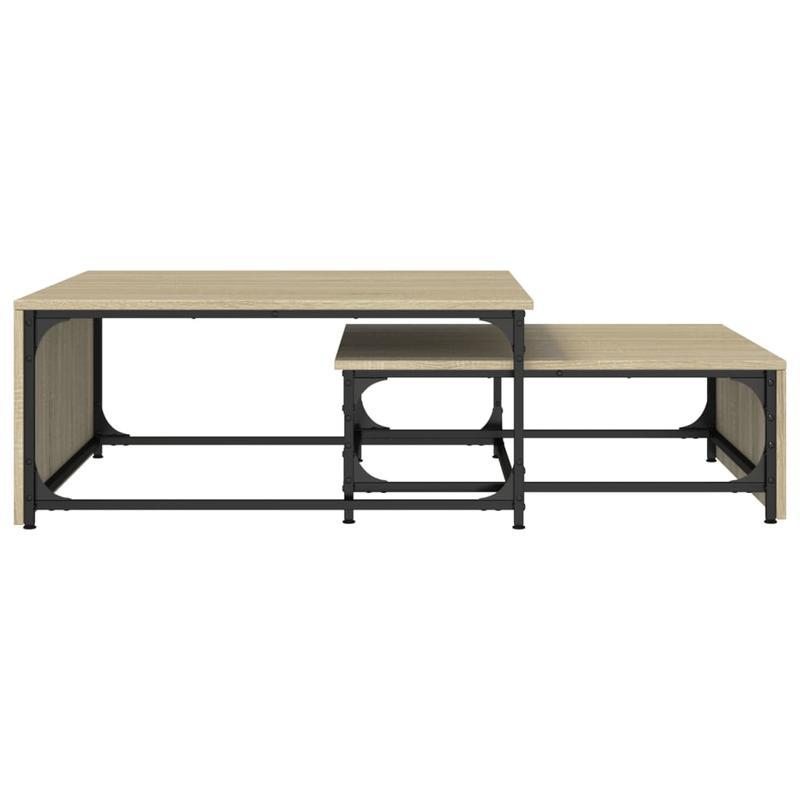 2pcs Coffee Table Set Processed Wood And Metal Sonoma Oak Color