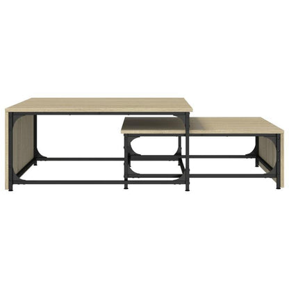 2pcs Coffee Table Set Processed Wood And Metal Sonoma Oak Color
