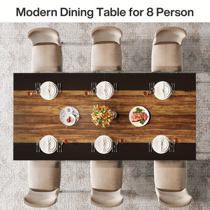 Eetkamertafel – Tafel – Eettafel – Dinertafel – Familietafel – Rustiek Bruin & Zwart – 78,74 Inch Breed – Geometrisch Metaal Onderstel