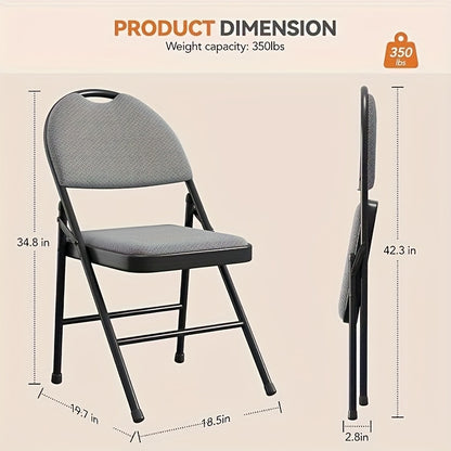 Folding Chair 4pcs Set, Metal Folding Chair with Non-Slip Foot Pads, Chair Seat and Metal Support, for Indoor and Outdoor, Room, Restaurant