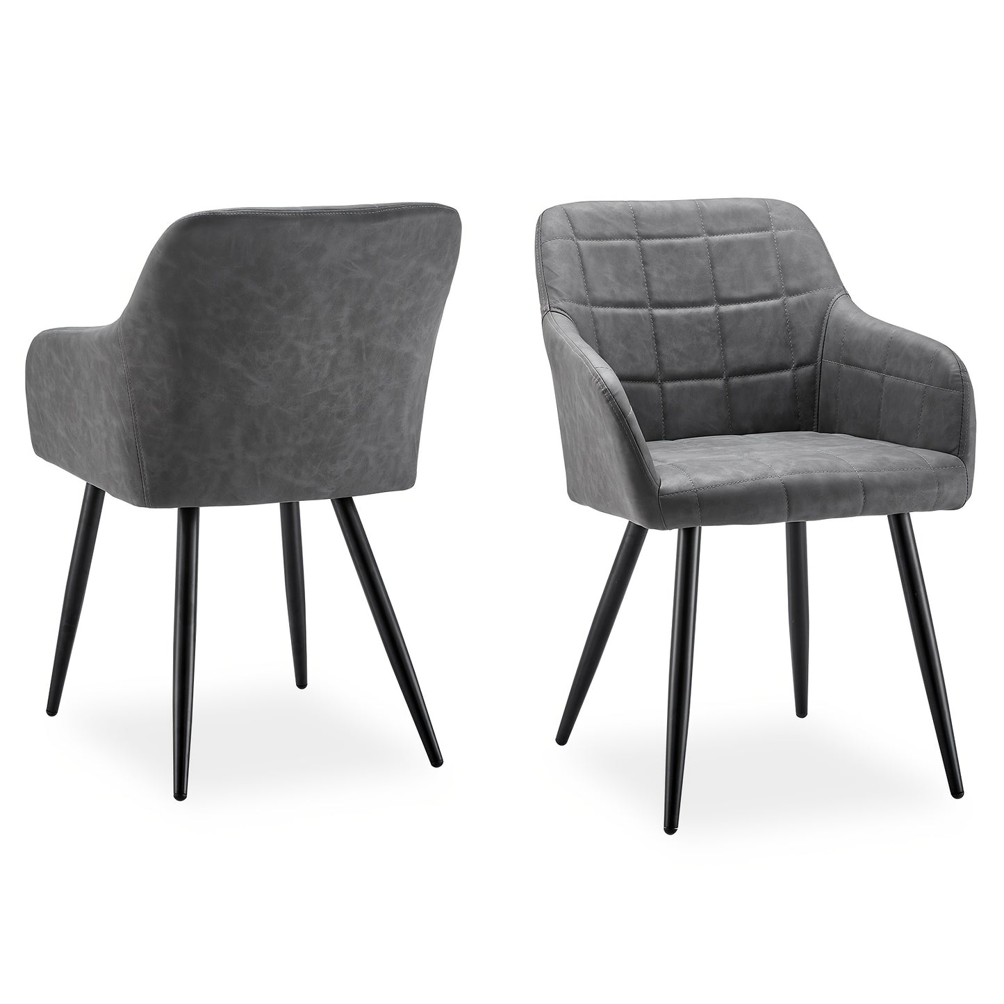 Eetkamerstoelen – Stoelen – Kuipstoelen – Fauteuils – Lounge Stoelen – Kunstleer Bekleding – Memory Foam Zitting – Set van 2 – Aluminium Onderstel – Zonder Armleuningen