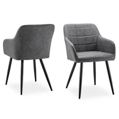 Eetkamerstoelen – Stoelen – Kuipstoelen – Fauteuils – Lounge Stoelen – Kunstleer Bekleding – Memory Foam Zitting – Set van 2 – Aluminium Onderstel – Zonder Armleuningen