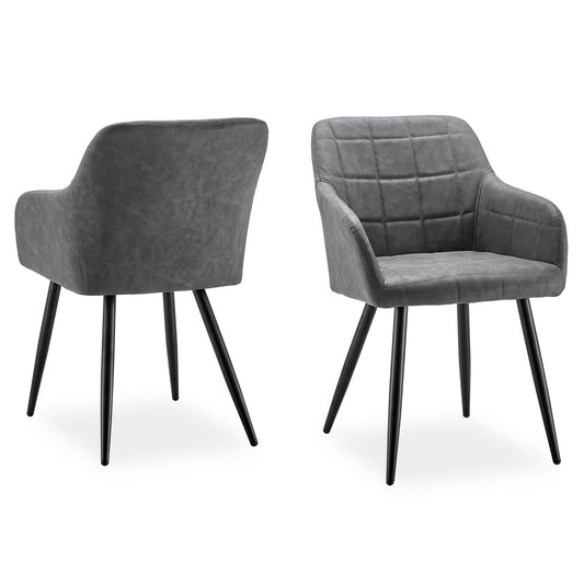 Eetkamerstoelen – Stoelen – Kuipstoelen – Fauteuils – Lounge Stoelen – Kunstleer Bekleding – Memory Foam Zitting – Set van 2 – Aluminium Onderstel – Zonder Armleuningen