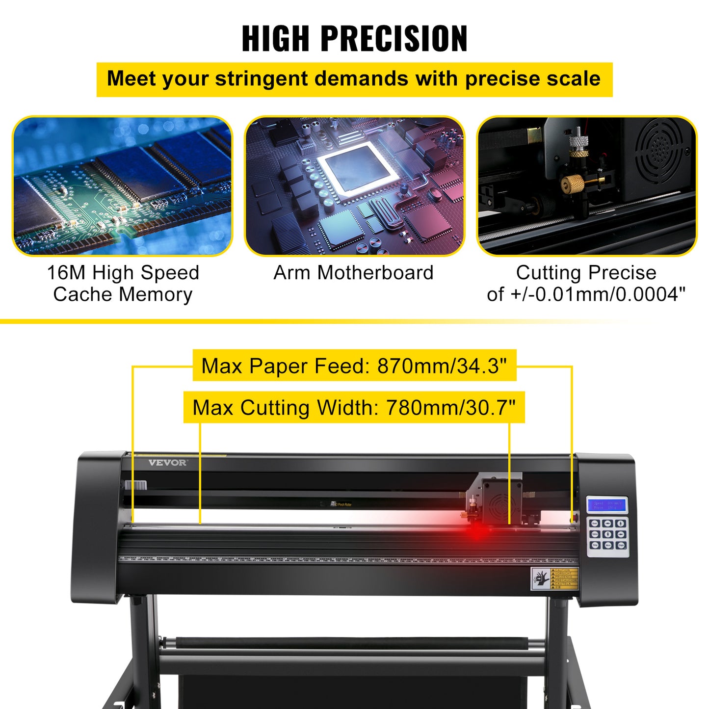 Vinylsnijder – Vinyl Cutter – Snijplotter – Snijmachine – Plotter – Ingebouwd Optisch Oog – 870 mm Snijbreedte – LED-Display