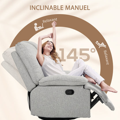 Relaxfauteuil – Relaxstoel – Leesstoel – Loungechair – Comfortstoel – Lichtgrijs – Manuele Verstelbare Rugleuning 145° – Linnenlook Stof Met Voetensteun