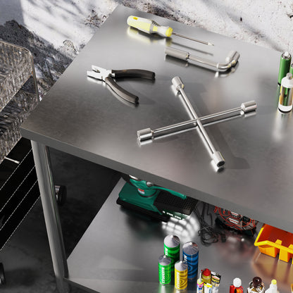 Roestvrijstalen Werktafel – Keukentafel – Voedselbereidingstafel – Werkbank – Opbergtafel – 90x60x86 cm – Duurzaam RVS Materiaal – Verstelbare Poten