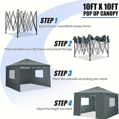 Pop-Up Partytent – Vouwtent – Feesttent – Markttent – Schaduwtent – Blauw – 3×3 Meter – 4 Afneembare Zijwanden