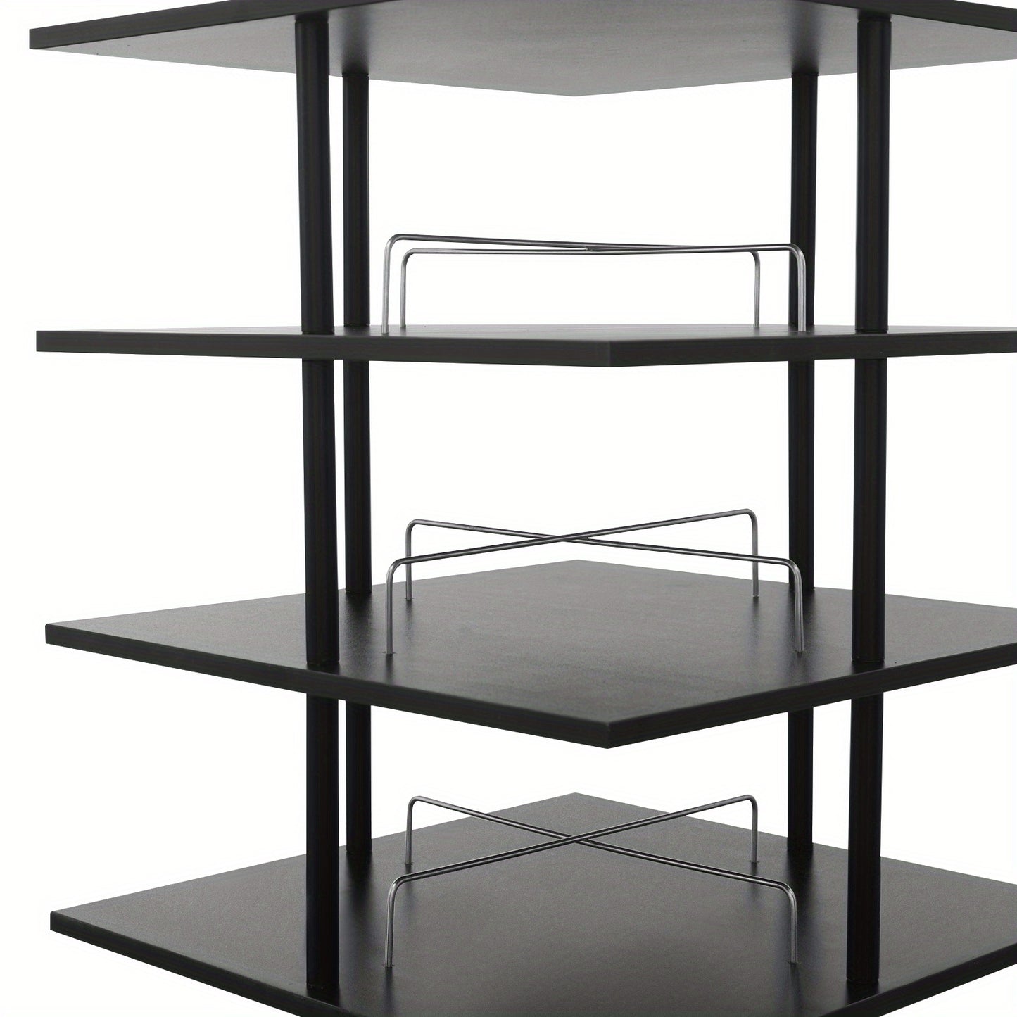 Schoenenrek – Schoenenkast – Schoenenopberger – Schoenenrek Hout – Schoenenrek Metaal – 6 Lagen – 360° Draaibaar – 57x57x155 cm – Zwart