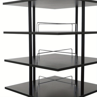 Schoenenrek – Schoenenkast – Schoenenopberger – Schoenenrek Hout – Schoenenrek Metaal – 6 Lagen – 360° Draaibaar – 57x57x155 cm – Zwart