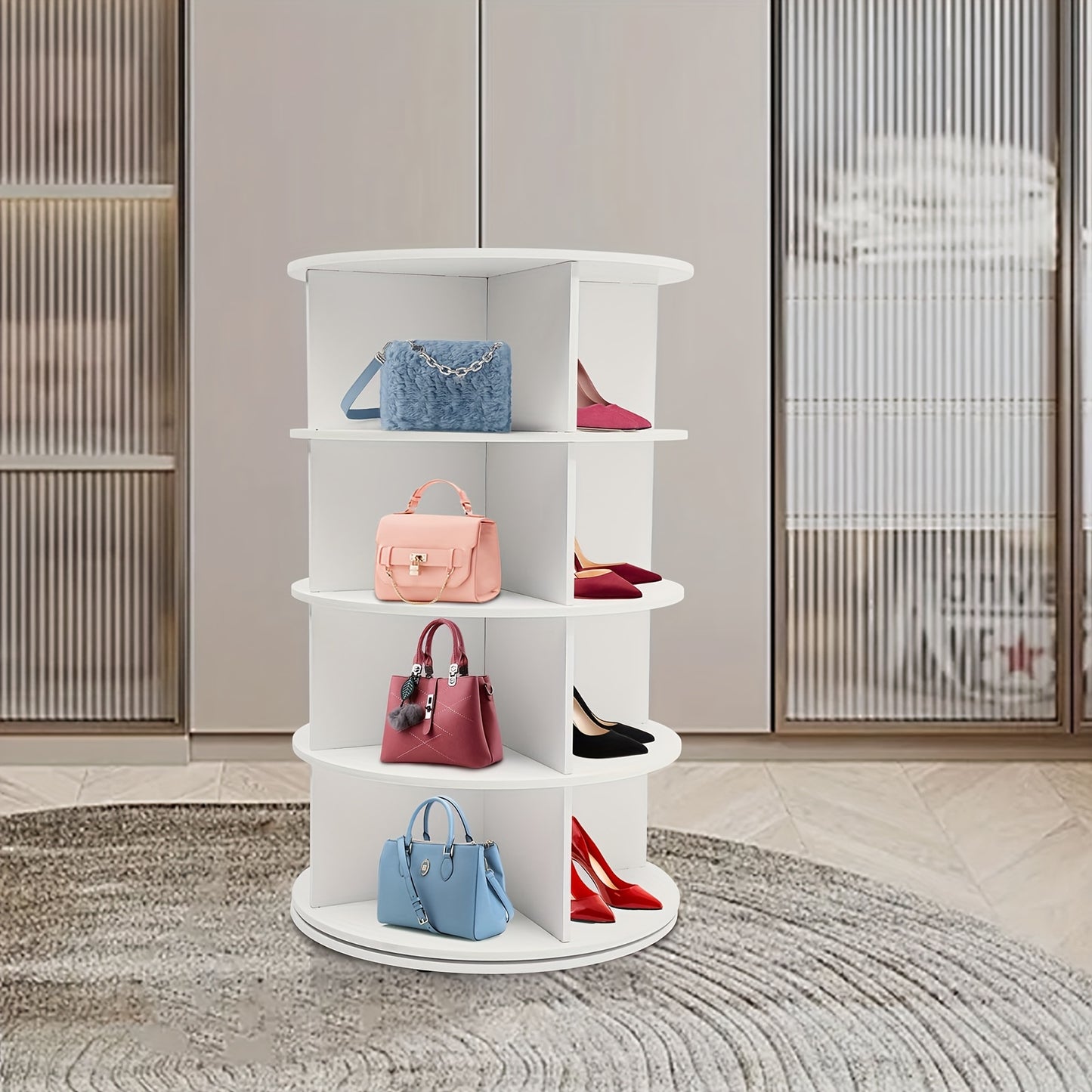 Draaibare Schoenenrek – Schoenenorganizer – Schoenenkast – Schoenentoren – Schoenenstandaard – 4-Lagen – 360° Rotatie – Wit – Vrijstaand – Compact – Duurzaam PVC