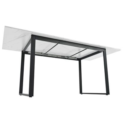 Extendable/Telescopic Dining Table with Expandable/Telescopic Length (140/180) - Modern Marble Tabletop & Sturdy Metal Frame Suitable for Home & Office, Space-Saving Expandable Desk Table