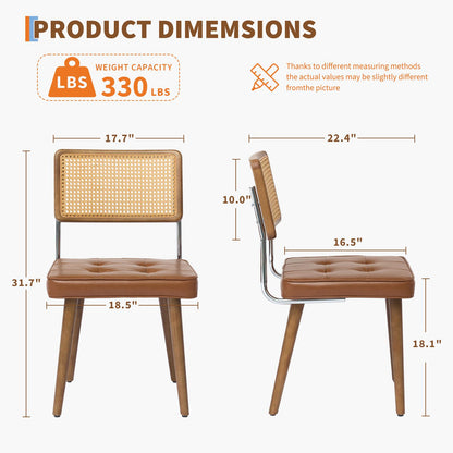Set of 2 Modern Boho Dining Chairs with Legs - Mid-Century Contemporary Kitchen Table Chairs Suitable for Living Room, Coffee Bar, Restaurant - Sturdy Furniture